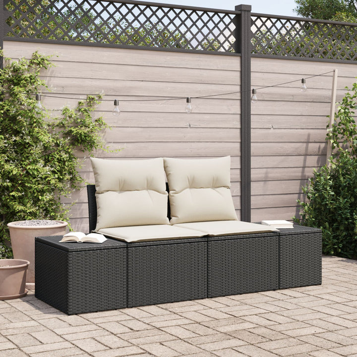 2-personers have sofa med opbevaring & puder i sort poly rattan