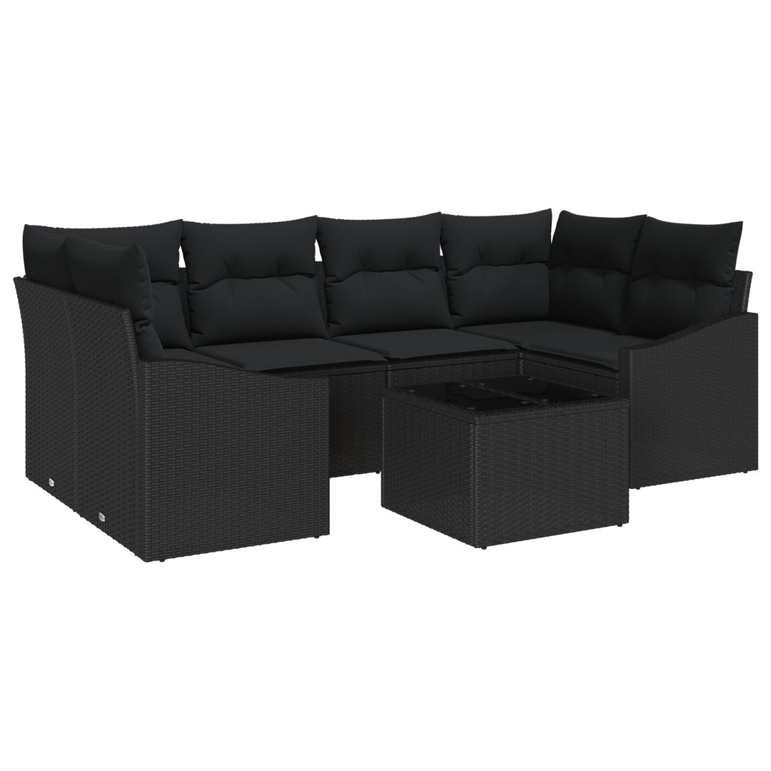 Have Sofa Sæt Sæt af 7 Sort Rattan og Polyester