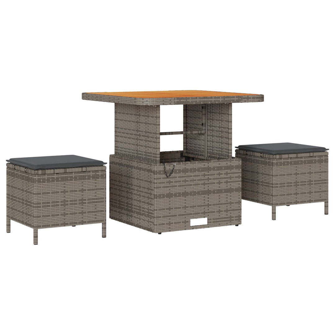 13-delt Havemøbelsofa Sæt med puder Grå Poly Rattan Akaciatræ, vidaXL 2-personers Havemøbelsofa med opbevaring & puder Grå Poly Rattan, vidaXL 3-delt Havemøbelspisesæt med puder Grå Poly Rattan Akaciatræ