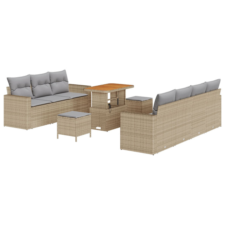 10 Stykker Havemøbel Sæt med Hynder Beige Poly Rattan Akacia, vidaXL 3 Stykker Havemøbel Sæt med Hynder Beige Poly Rattan Akacia