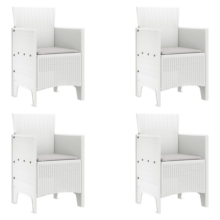 5 Delt Have Spisesæt med Puder Hvid Poly Rattan