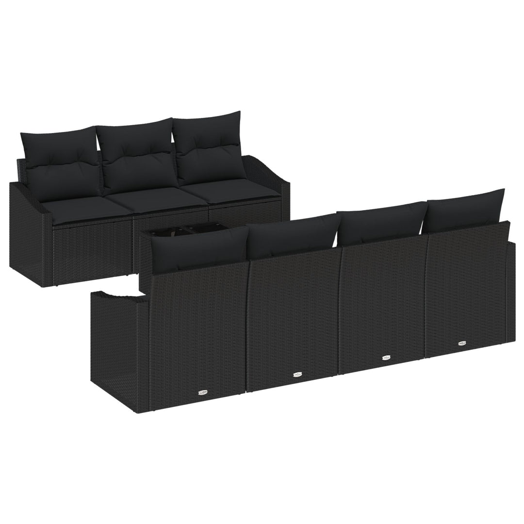 Have Sofa Sæt 8-dele Sort Rattan Udendørs Spisesæt Rektangulært