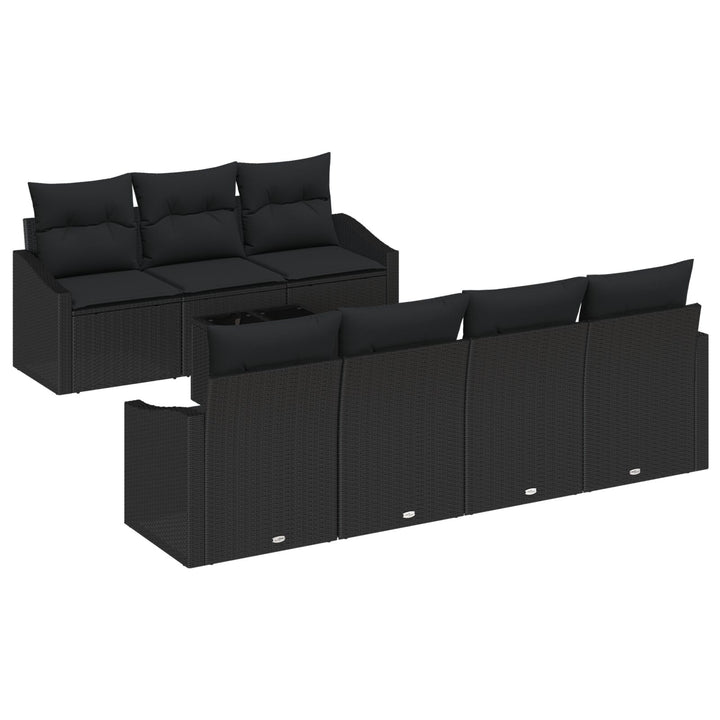 Have Sofa Sæt 8-dele Sort Rattan Udendørs Spisesæt Rektangulært