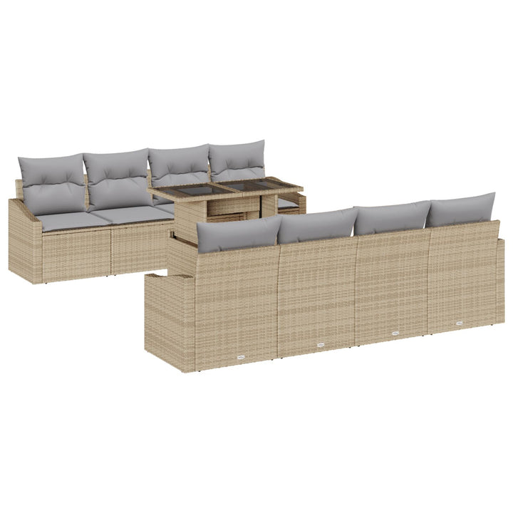 Havemøbel Sæt 7 dele Beige Polyethylen rattan Udendørs bord