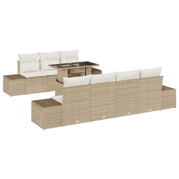 havemøbel sæt 8 personer Beige Poly rattan Udendørs bord