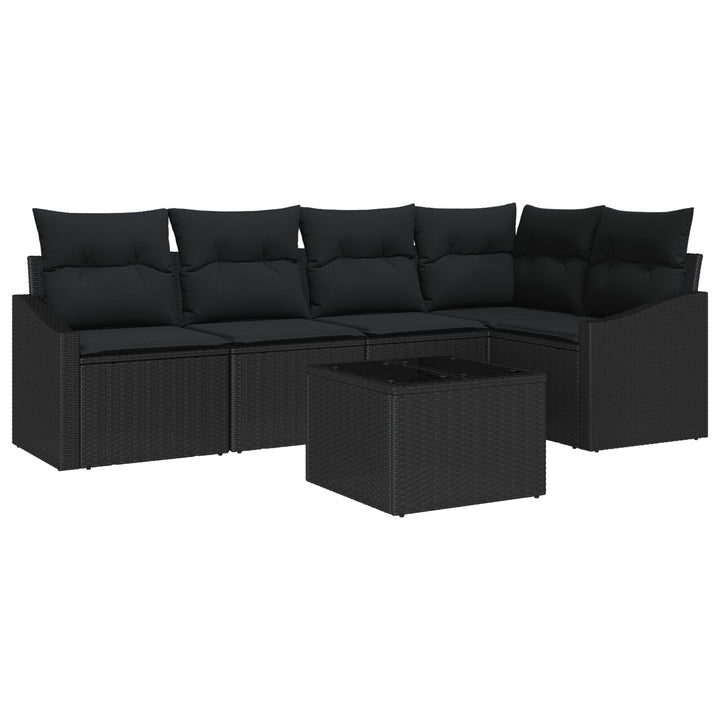 Have Sofa Sæt 6 Deler Sort Rattan, Polyester, Skum Udendørs Sofa