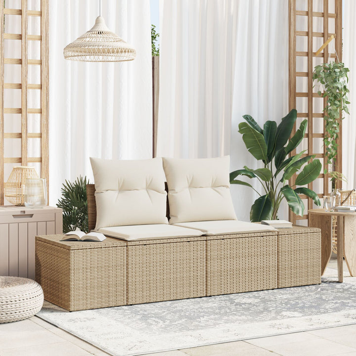 2-personers Have Sofa med Puder Beige Poly Rattan