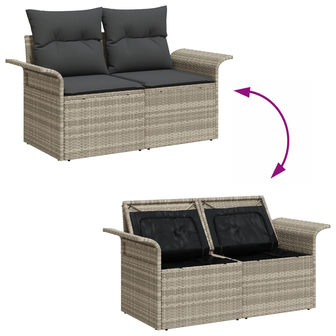 2-personers Have Sofa med opbevaring & puder Lysegrå Poly rattan