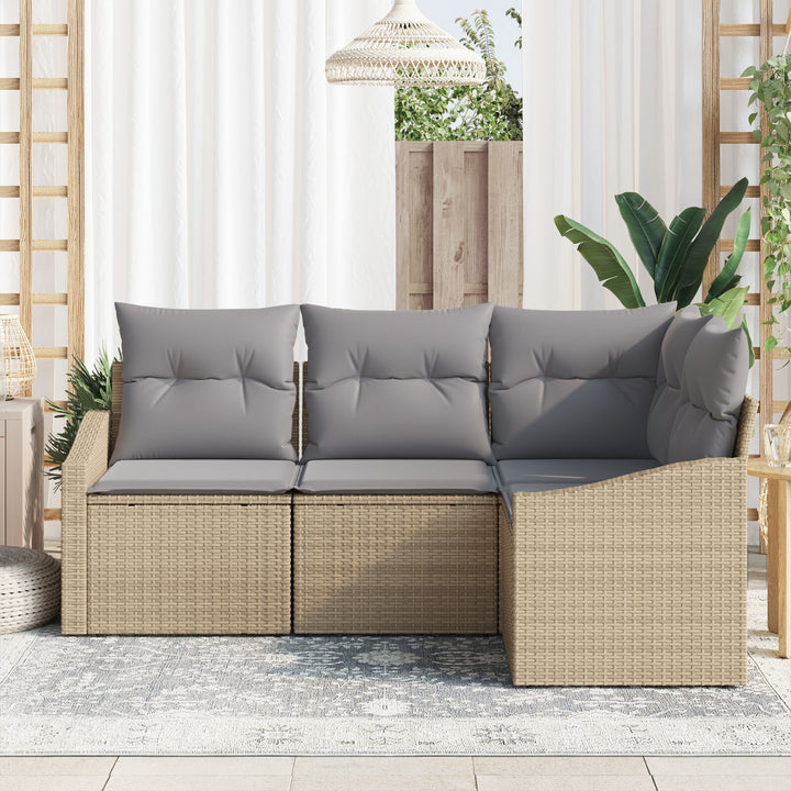Havesofa Sæt Sæt af 4 Grå, Naturlig Rattan, Polyesterhynder