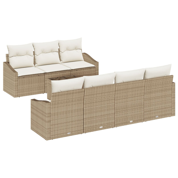 Have Sofa Sæt Sæt af 8 Beige Rattan, Polyester