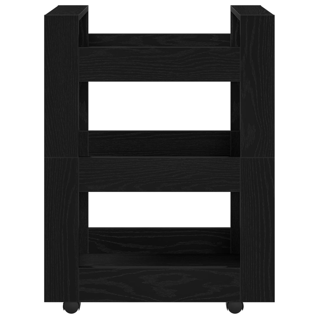 Køkkentrolley Sort Egetræ 60x45x80 cm Konstrueret Træ