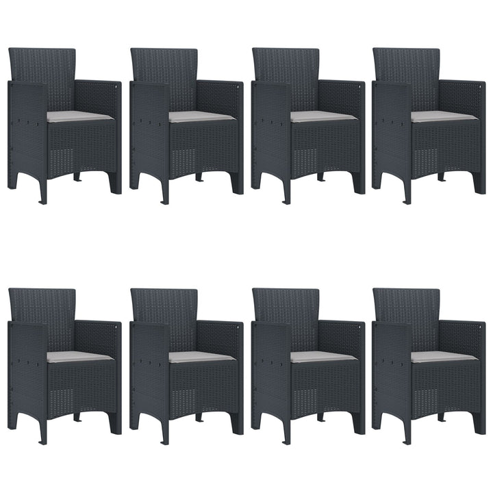 9 Delers Have Dining Set med Puder Antracit Poly Rattan