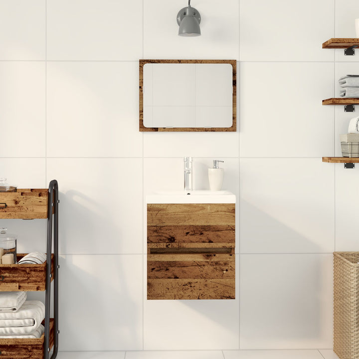 vaskeskab med indbygget vask sort eg konstrueret træ, vidaXL vaskeskab gammelt træ 41x38,5x45 cm konstrueret træ