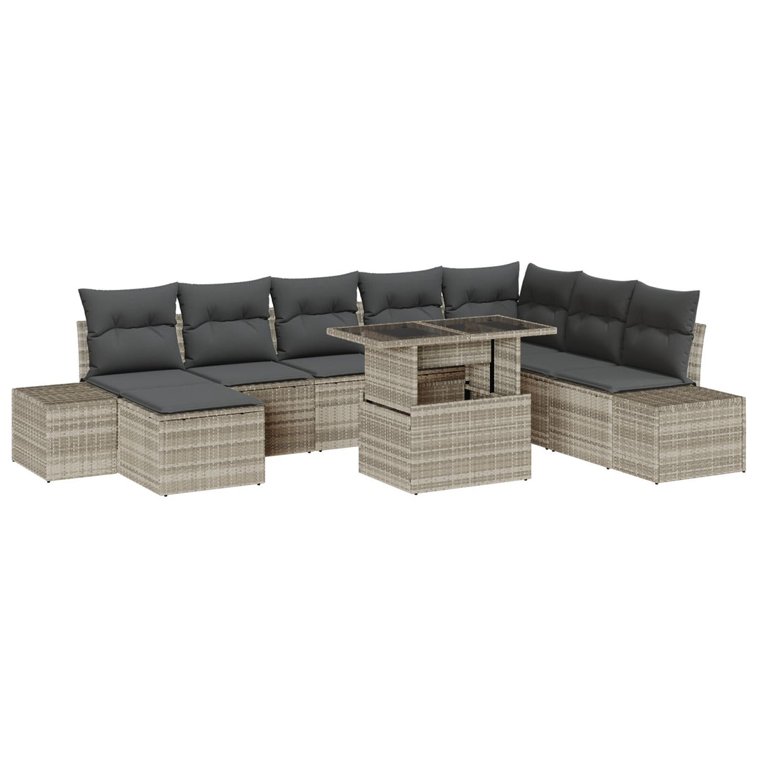 Havesofa Sæt  Sæt af 9 Lysebrun, sort Rattan, polyester puder