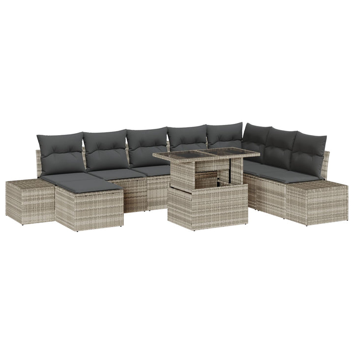 Havesofa Sæt  Sæt af 9 Lysebrun, sort Rattan, polyester puder