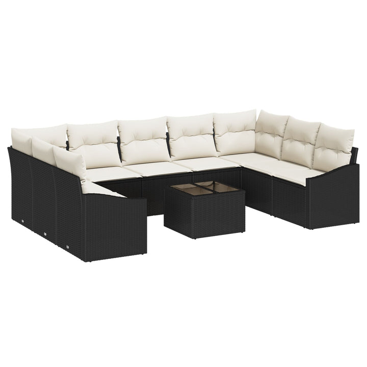 Have Sofa Sæt 10 dele Sort ramme, cremefarvede puder