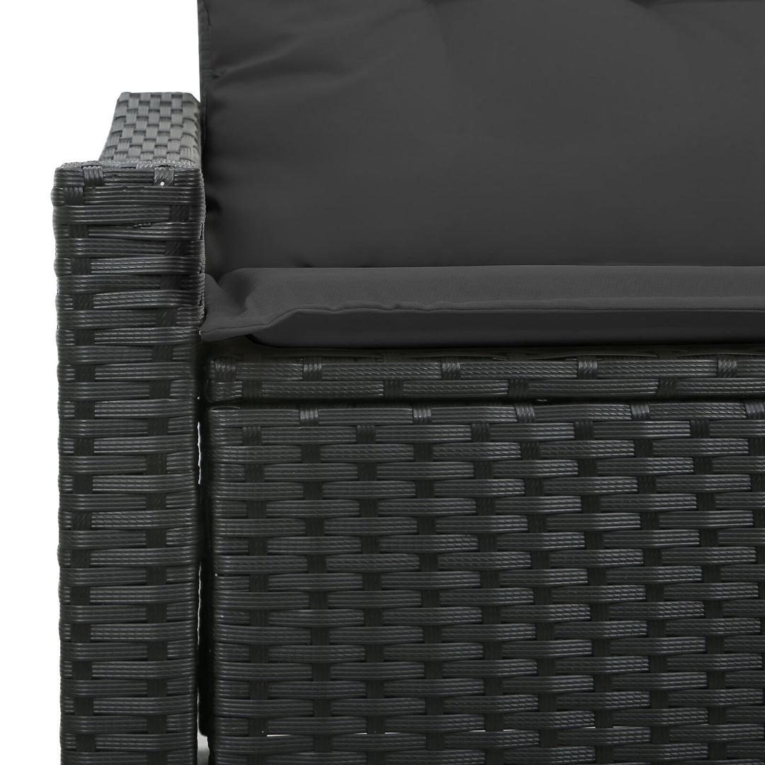2-personers have-sofa med opbevaring og puder sort poly rattan