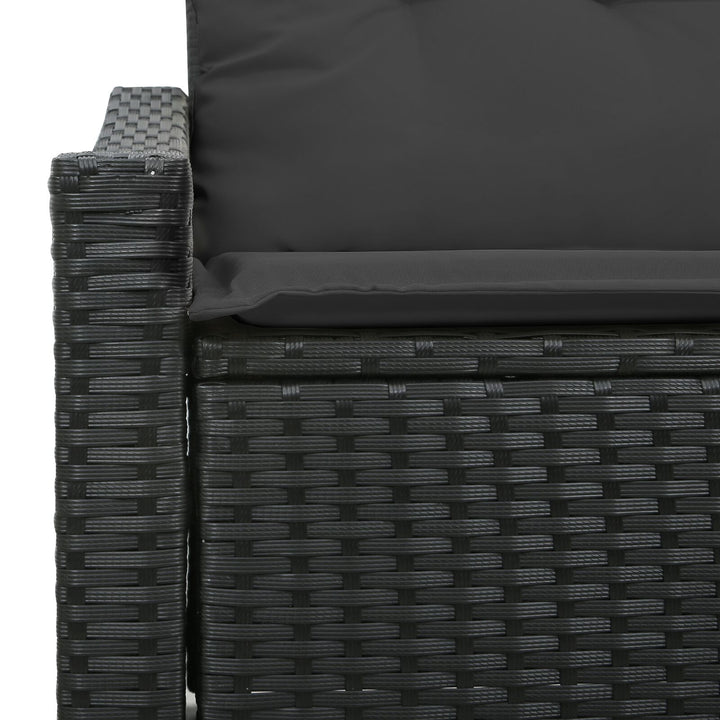 2-personers have-sofa med opbevaring og puder sort poly rattan