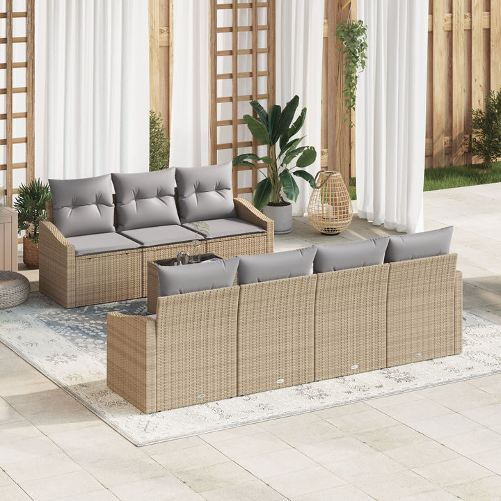Have Sofa Sæt 8 dele Beige Rattan 8-delt have spisebord sæt