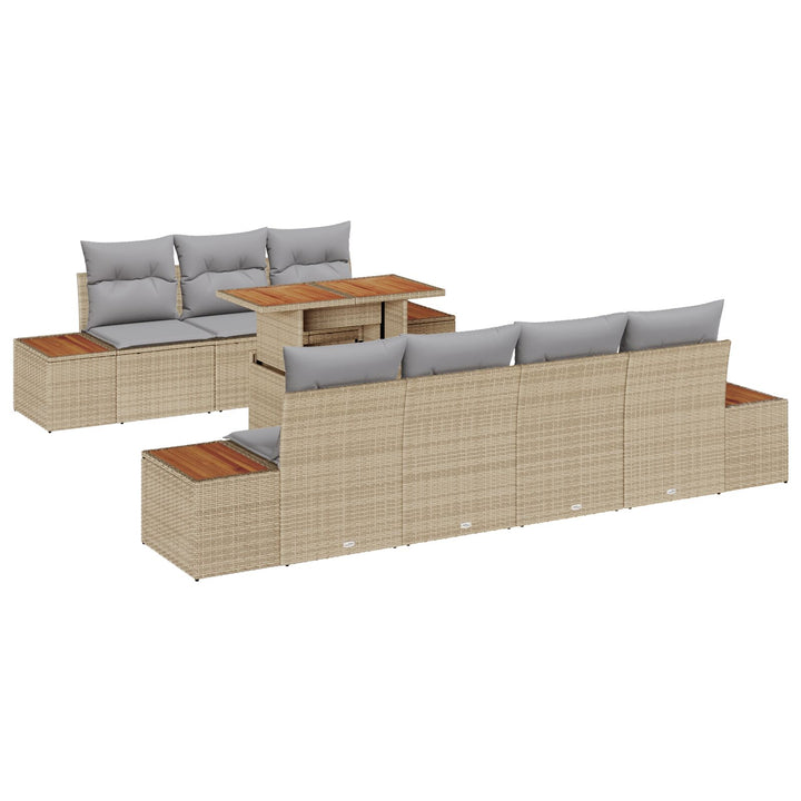 Have Sofa Sæt Sæt af 8 Beige Rattan Udendørs Sofa Sæt