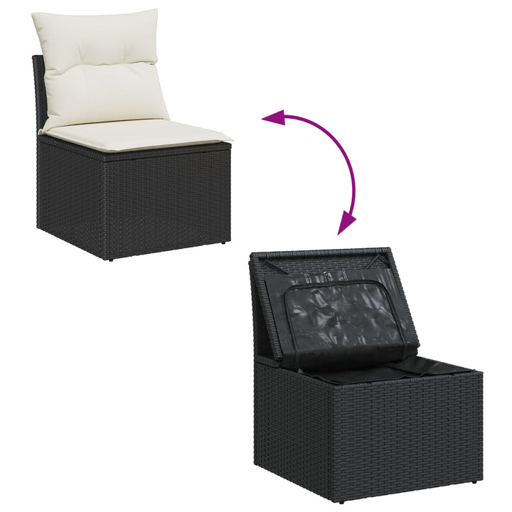 Havemøbel sæt Sæt af 6 Sort Rattan, Polyester, Tempered Glass