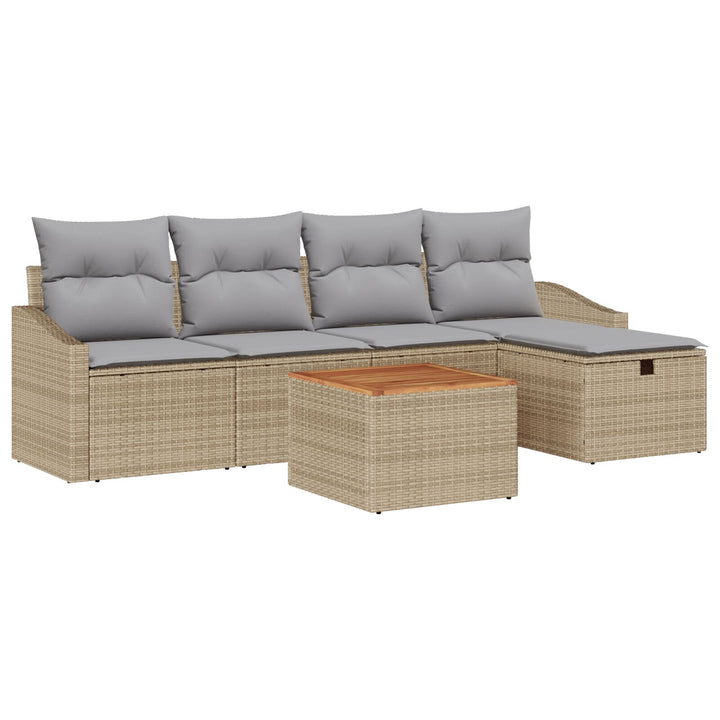 Have Sofa Set 6 dele Grå, Beige Rattan, Stof Udendørs Sofa Set