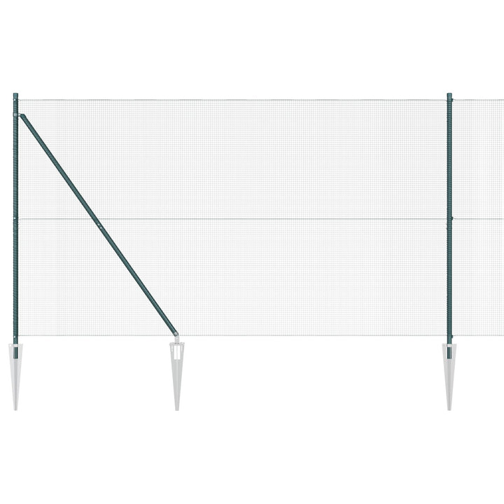Svejsede Wire Hegn med 7 Spyd Poster Grøn 1,5x10 m Stål