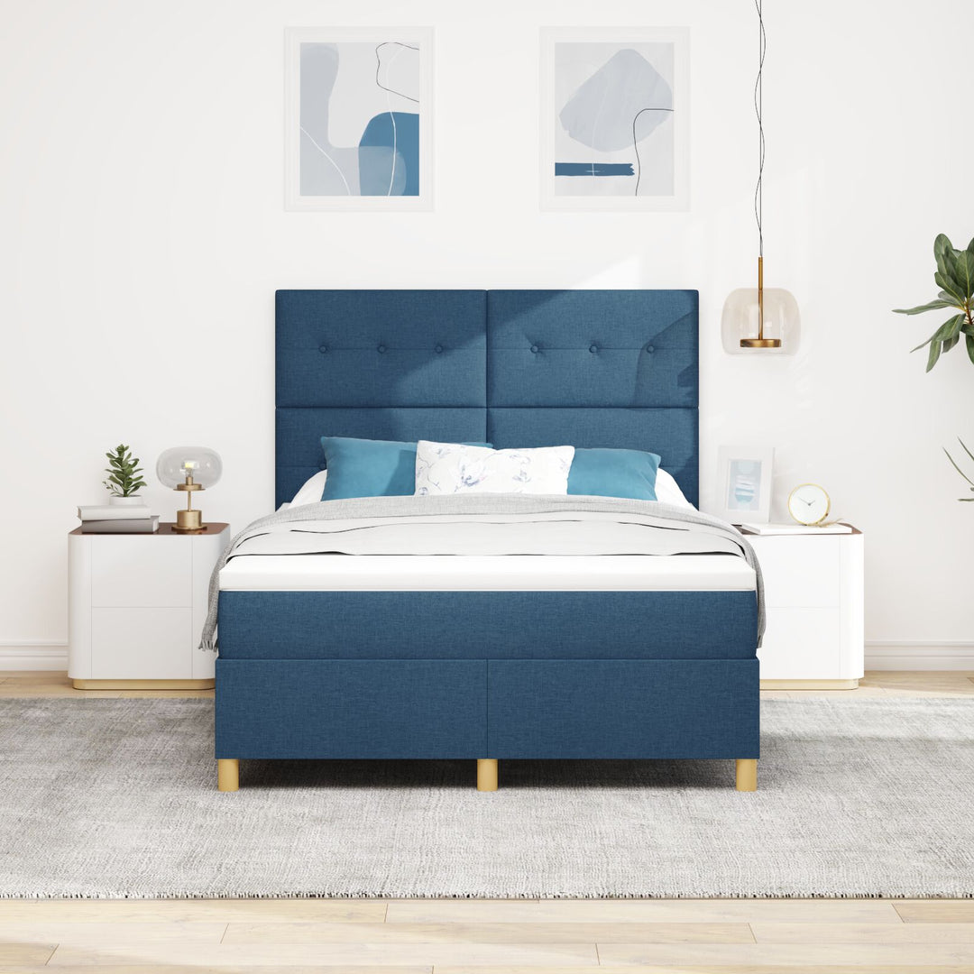 Sengestel med Madras Blå Stof 140 x 190 cm Sengestel