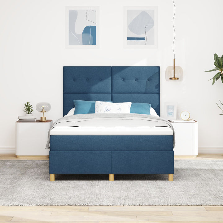 Sengestel med Madras Blå Stof 140 x 190 cm Sengestel