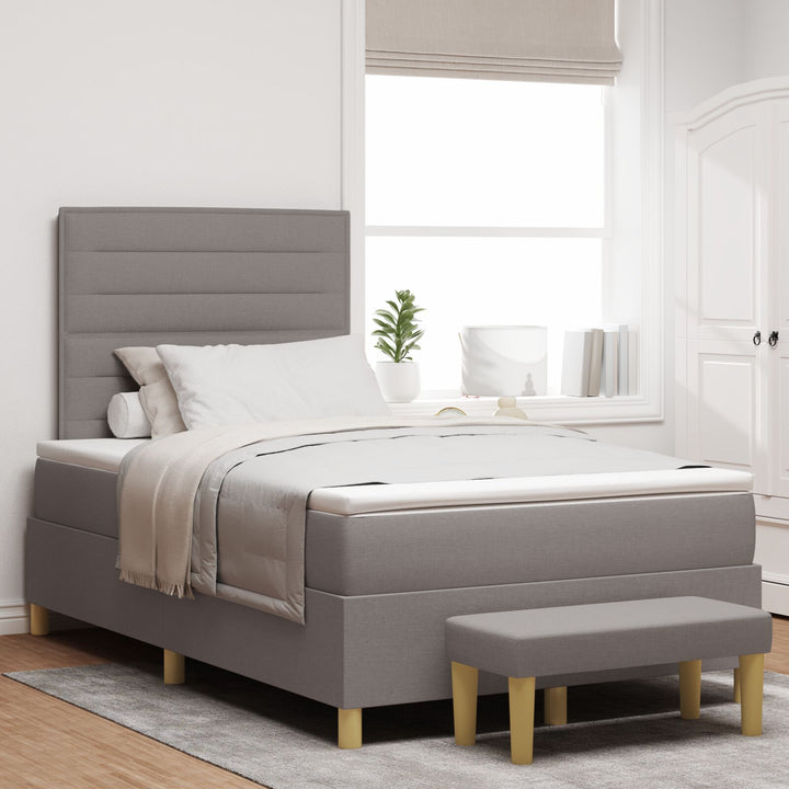 Sengestel med Madras Sæt af 2 Taupe Stof 120 x 200 cm Sengestel