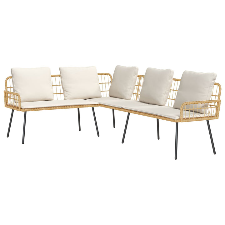L-formet sofa Natural 231x173x78 cm Poly Rattan