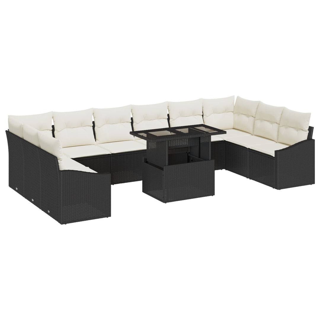 11-delt have sofa sæt med hynder sort poly rattan