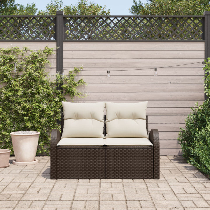 2-personers Have Sofa med Opbevaring & Puder Brun Poly Rattan