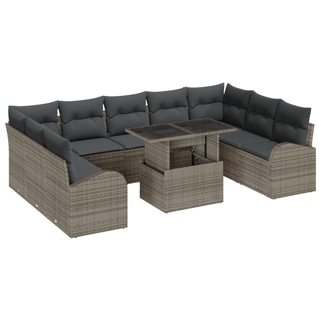 10-dele Have Sofa Sæt med Puder Grå Poly Rattan