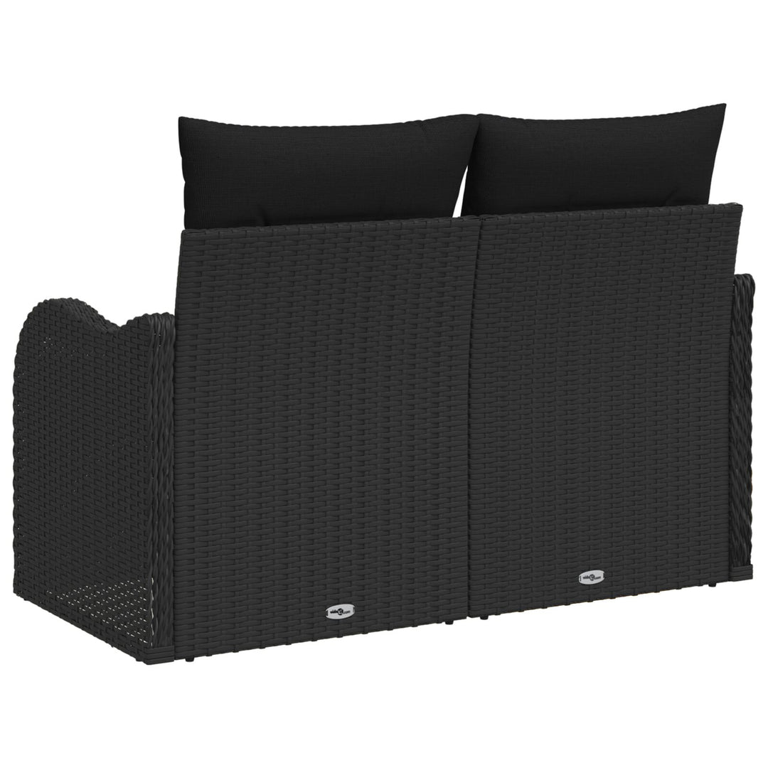 2-personers have-sofa med opbevaring og puder Sort poly rattan