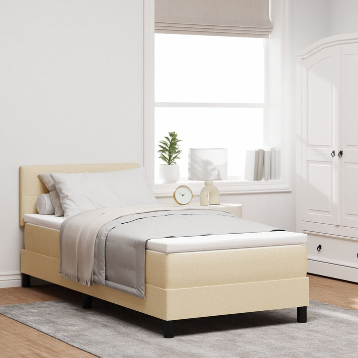 Sengestel med Madras Beige Stof 90 x 190 cm Sengemadras