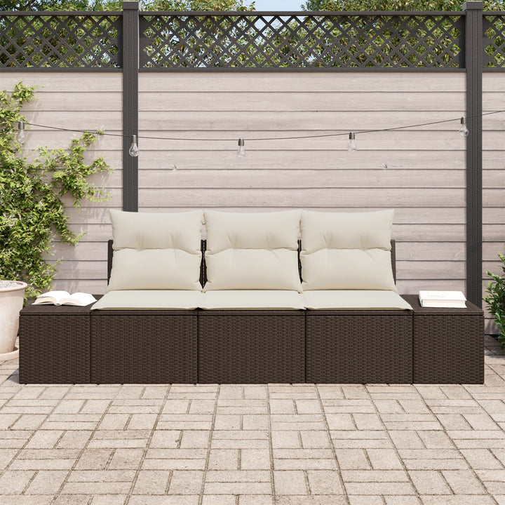 3 Stykke Have Sofa Sæt med Puder Brun Poly Rattan