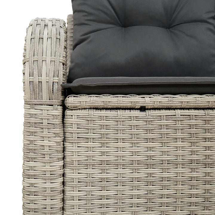 2-Personers Have Sofa med Opbevaring & Hynder Lysegrå Poly Rattan