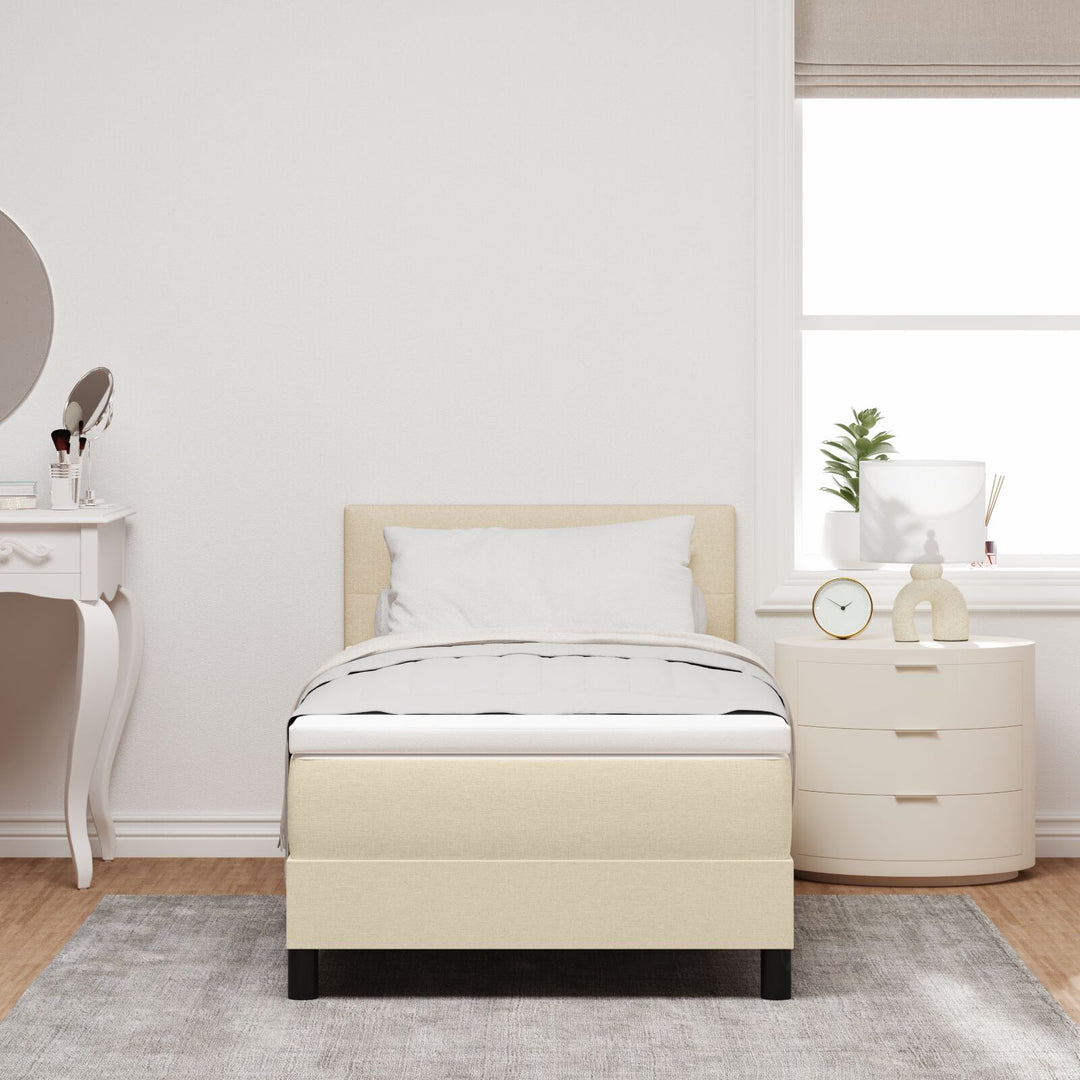 Sengestel med Madras Beige Stof 90 x 190 cm Sengemadras