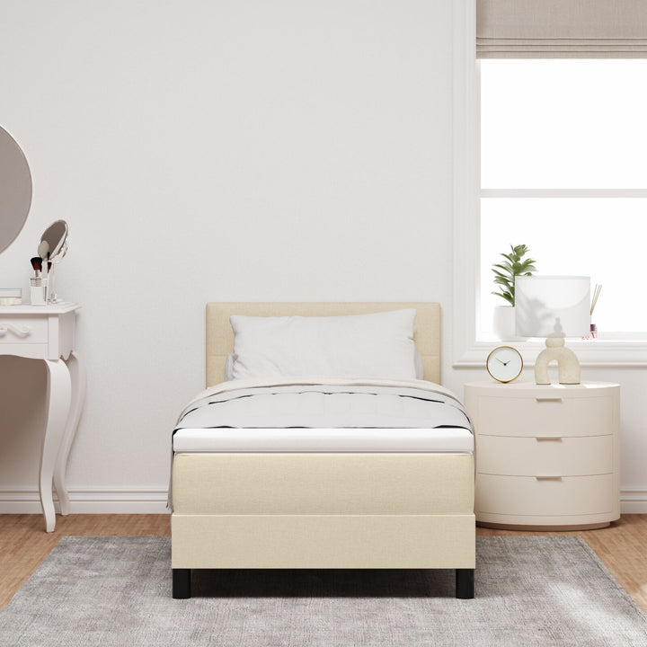 Sengestel med Madras Beige Stof 90 x 190 cm Sengemadras