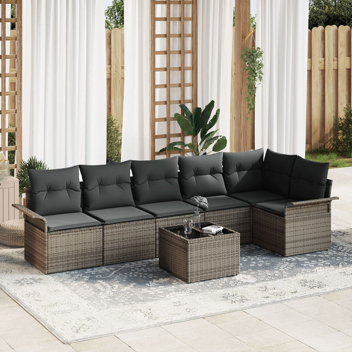 Have Sofa Sæt Sæt af 7 Grå Polyethylenerattan Have Sofa Sæt