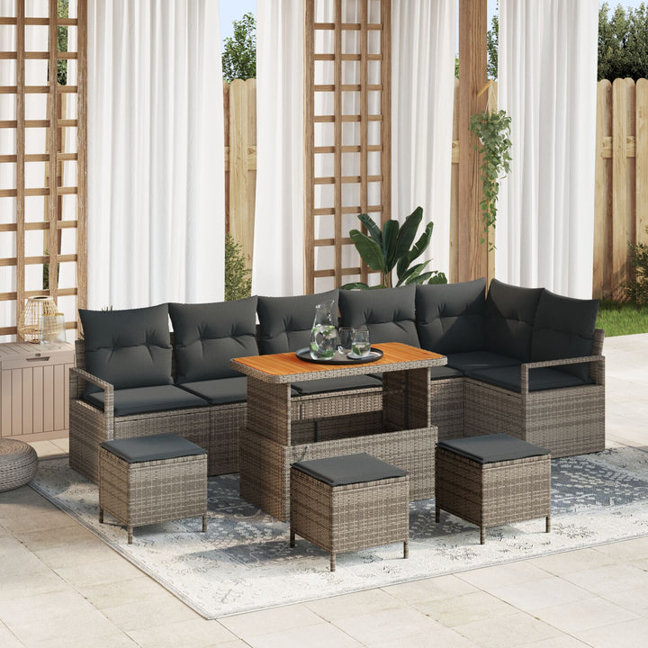 10 Stykker Havesofa Sæt med Puder Grå Poly Rattan Akacia, vidaXL 2-personers Havesofa med Opbevaring & Puder Grå Poly Rattan, vidaXL 4 Stykker Havedining Sæt med Puder Grå Poly Rattan Akacia