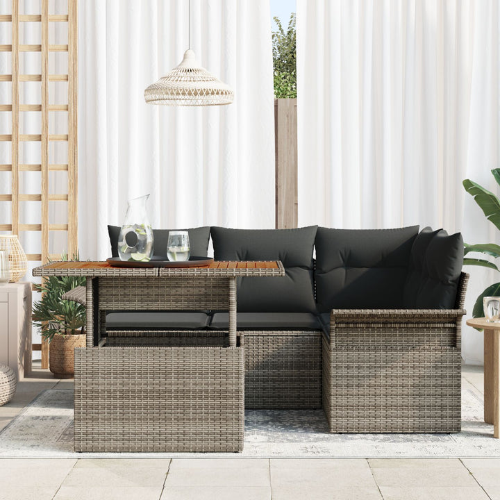 Have Sofa Sæt Sæt af 5 Grå, Brun, Sort Rattan, Stål Have Spisesæt