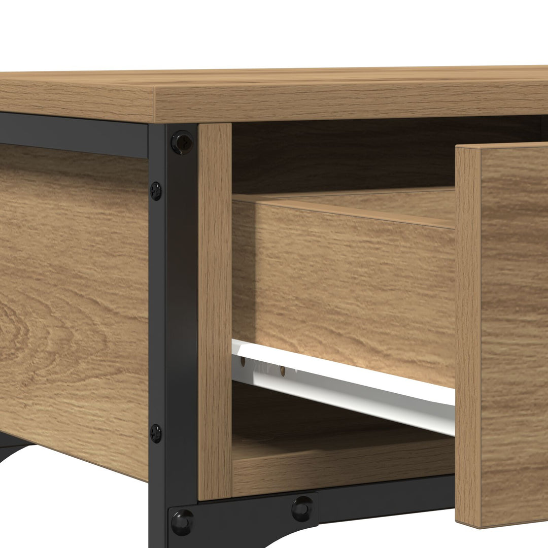 Konsolbord Artisan Egetræ 100x25x75 cm Konstrukteret Træ & Stål
