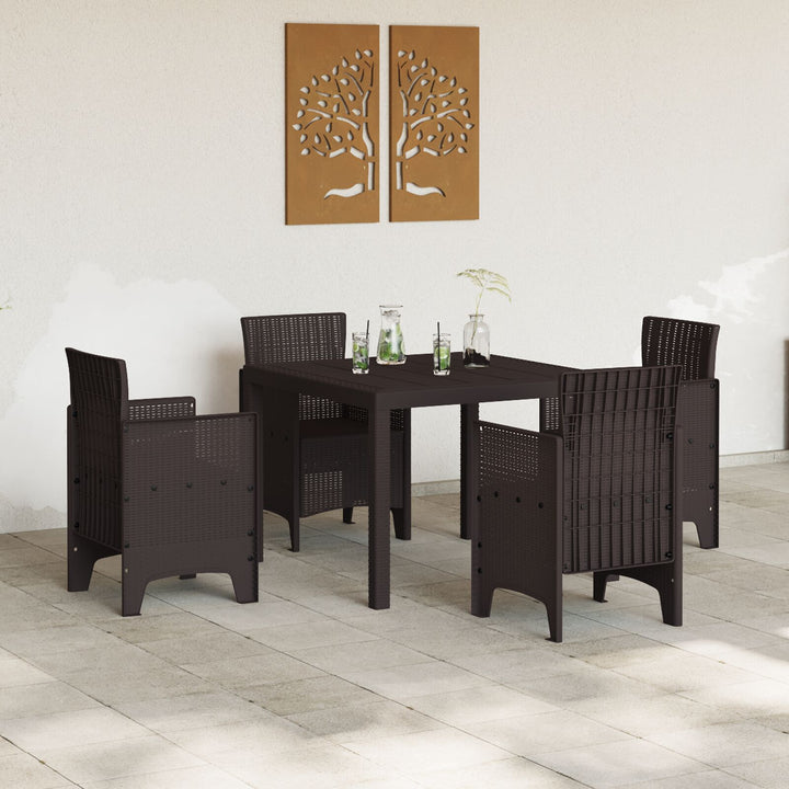 5 Piece Have Spisesæt Brun Poly Rattan