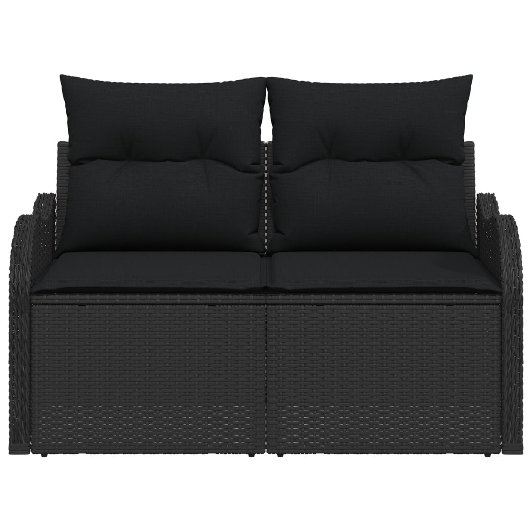 2-personers have sofa med puder sort poly rattan