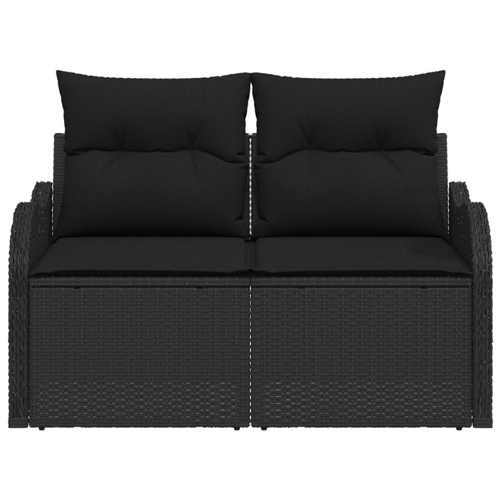 2-personers have sofa med puder sort poly rattan