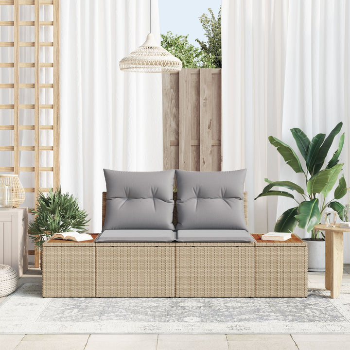 2-personers Have Sofa med Puder Beige Poly Rattan