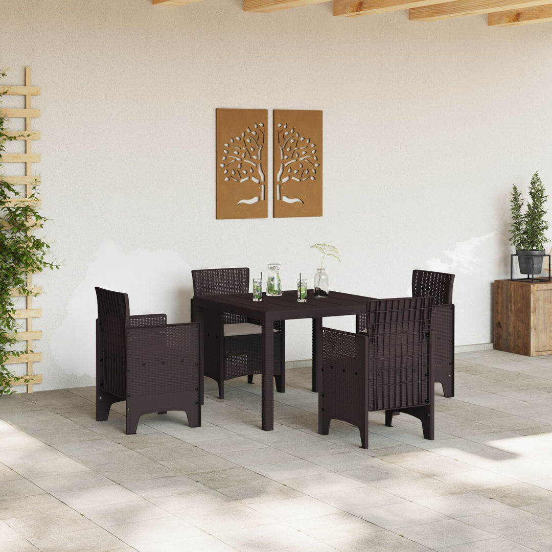 5 Stykke Have Spisesæt med Puder Brun Poly Rattan