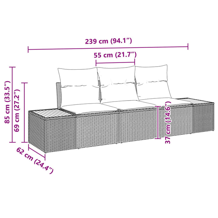 3 Dels Have Sofa Sæt med Puder Beige Poly Rattan Akacie